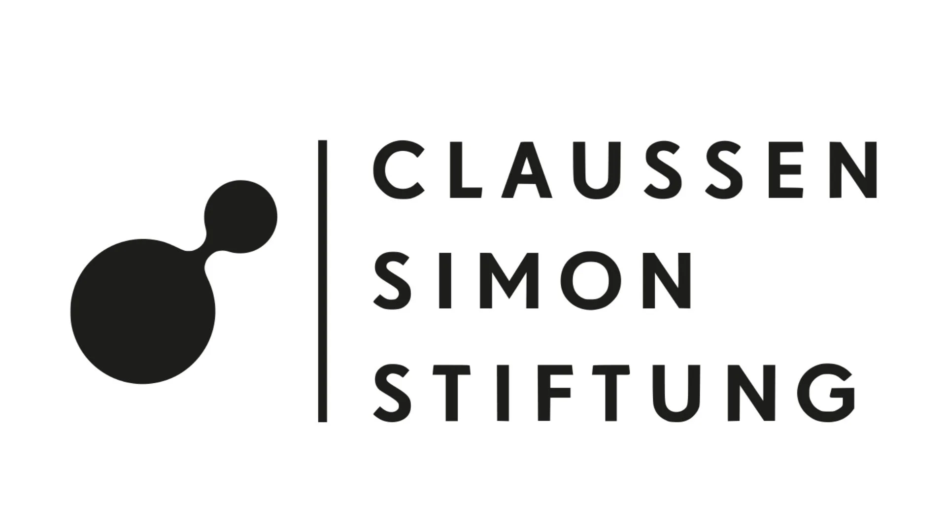 Logo der Claussen-Simon-Stiftung: zwei verbundene schwarze Kreise links, rechts der Schriftzug in Großbuchstaben.