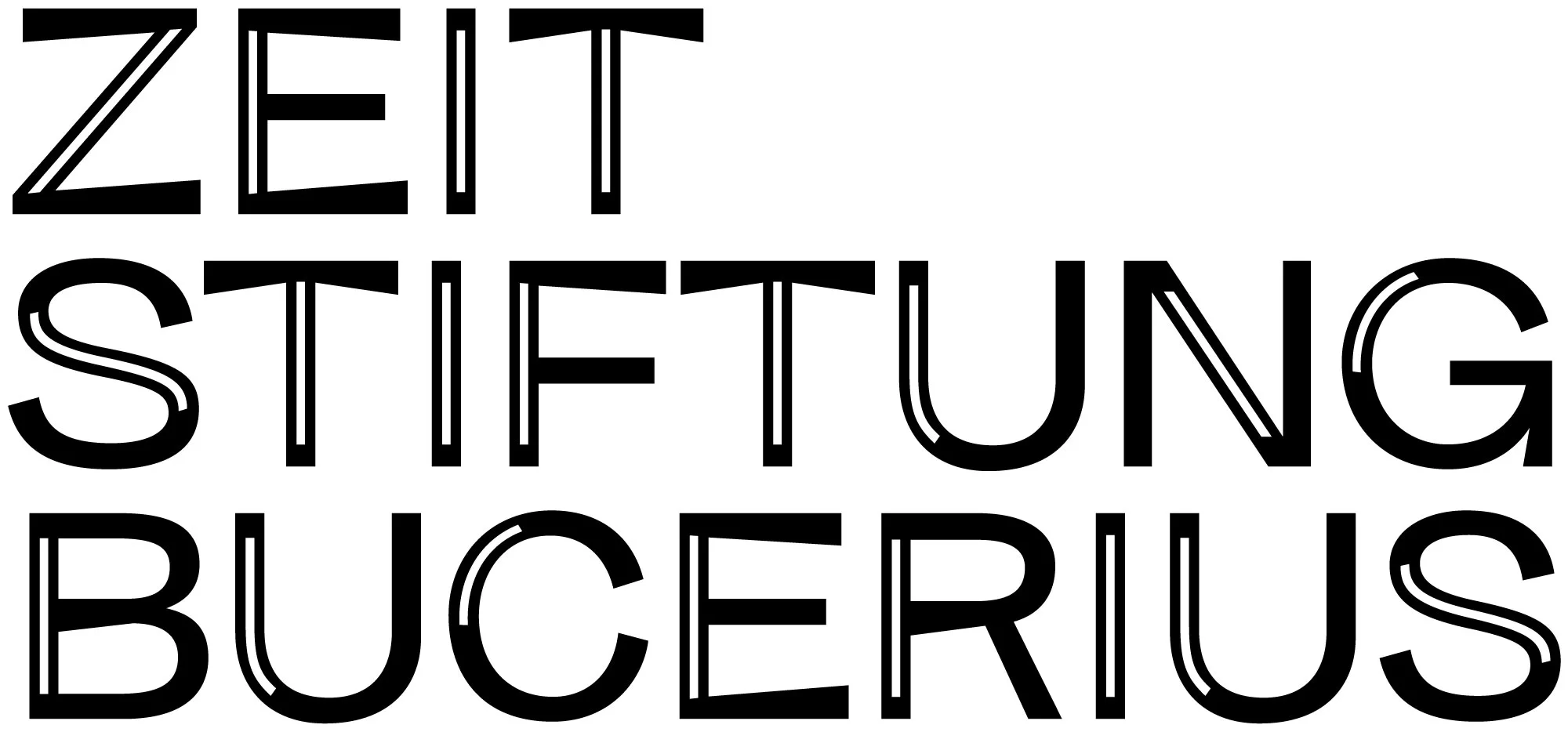 Logo der ZEIT STIFTUNG BUCERIUS in schwarzer Großbuchstaben-Schrift mit Doppellinien-Effekt auf weißem Grund.