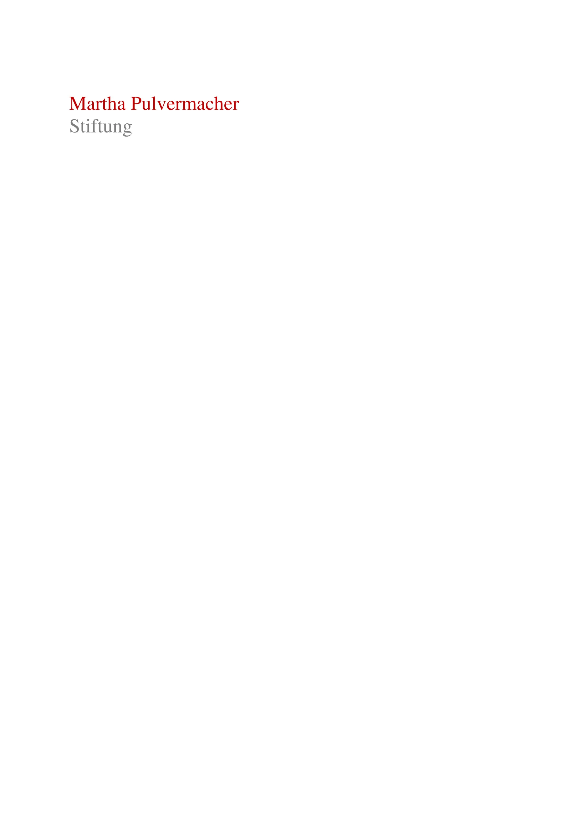 Logo der Martha Pulvermacher Stiftung: Schriftzug in Rot und Grau auf weißem Hintergrund.